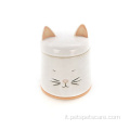 Forniture per animali domestici Contenitore a forma di gatto in ceramica bianca